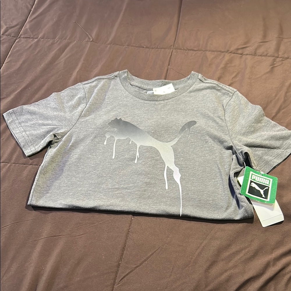 Puma Gray Short Sleeve Tee with Logo